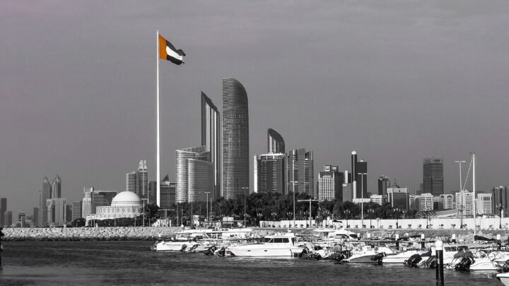 Abu Dhabi Skyline UAE Flag